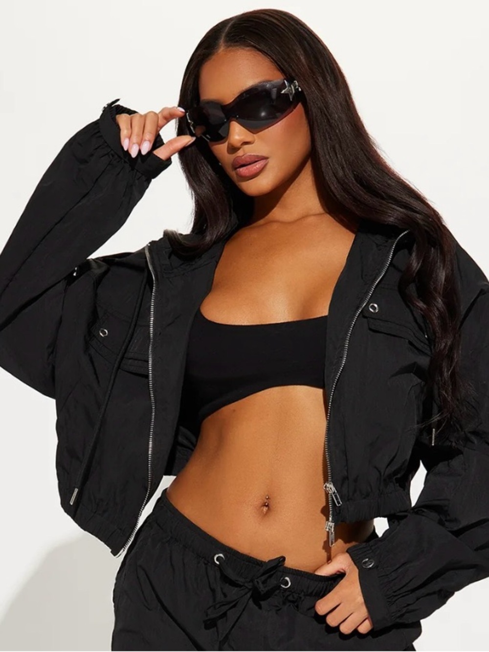 Women's Black Windbreaker Jacket
